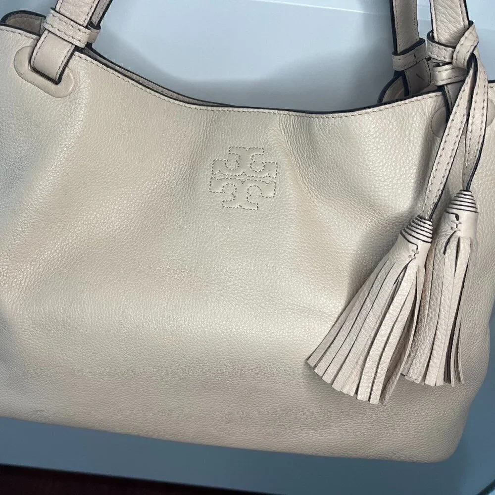 Tory Burch Thea Center Zip Leather Tote Sweet Melon